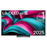 LG Smart TV LG OLED evo AI C5 4K de 77 pulgadas 2025, Vista de frente de la Smart TV LG OLED evo AI C5 4K. El emblema “OLED, número 1 del mundo durante 12 años” y el logotipo de LG OLED evo AI 2025 aparecen en la pantalla., OLED77C5PSA, thumbnail 1