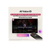 LG Smart TV LG OLED evo AI C5 4K de 77 pulgadas 2025, LG AI Magic Remote con el botón de IA resaltado. A su alrededor, se encuentran las diferentes funcionalidades a las que el usuario puede acceder con el botón., OLED77C5PSA, thumbnail 10