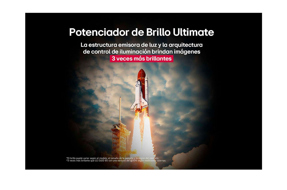 LG 65 pulgadas LG OLED evo AI G5 4K Smart TV 2025, A space shuttle launching from the ground. The scene is split in the middle with one half slightly darker and duller. The other half shows how the rocket blast is remarkably bright, demonstrating how , OLED65G5PSA, thumbnail 7