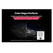 LG 65 pulgadas LG OLED evo AI G5 4K Smart TV 2025, Living room space with a wall-mounted LG OLED TV. On the TV is a mountain range against a dark evening sky filled with stars. This scene is split in half to show how Perfect Black delivers true black , OLED65G5PSA, thumbnail 8