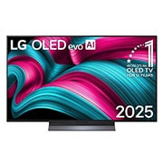 LG 48 pulgadas LG OLED evo AI C5 4K Smart TV 2025, Vista de frente de la Smart TV LG OLED evo AI C5 4K. El emblema “OLED, número 1 del mundo durante 12 años” y el logotipo de LG OLED evo AI 2025 aparecen en la pantalla., OLED48C5PSA, thumbnail 1