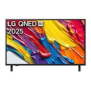 LG 43 pulgadas LG QNED AI QNED82 4K Smart TV 2025, Vista de frente del televisor LG QNED82 TV, logotipo de LG QNED Al en la esquina superior. La LG QNED TV muestra coloridas texturas como la pintura que se combinan., 43QNED82ASG, thumbnail 1