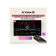 LG 43 pulgadas LG QNED AI QNED82 4K Smart TV 2025, Pantalla de LG TV con un AI Magic Remote de fondo. El botón de IA está resaltado y con un globo de texto: Sugiere una película que me guste. En la pantalla, se muestra el ícono de usuario E, que indic, 43QNED82ASG, thumbnail 9