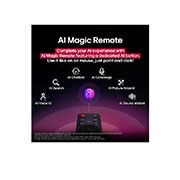 LG 43 pulgadas LG QNED AI QNED82 4K Smart TV 2025, LG AI Magic Remote con el botón de IA resaltado. A su alrededor, se encuentran las diferentes funcionalidades a las que el usuario puede acceder con el botón. AI Voice ID, AI Search, AI Chatbot, AI Co, 43QNED82ASG, thumbnail 10