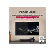 LG 77 pulgadas LG OLED AI B5 4K Smart TV 2025, Sala de estar con una LG OLED TV montada en la pared. En la TV, se muestra una cadena montañosa bajo un cielo nocturno oscuro lleno de estrellas. Esta escena está dividida a la mitad para mostrar cómo, OLED77B5PSA, thumbnail 6