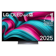 LG 55 pulgadas LG OLED evo AI C5 4K Smart TV 2025, Vista de frente de la Smart TV LG OLED evo AI C5 4K. El emblema “OLED, número 1 del mundo durante 12 años” y el logotipo de LG OLED evo AI 2025 aparecen en la pantalla., OLED55C5PSA, thumbnail 1