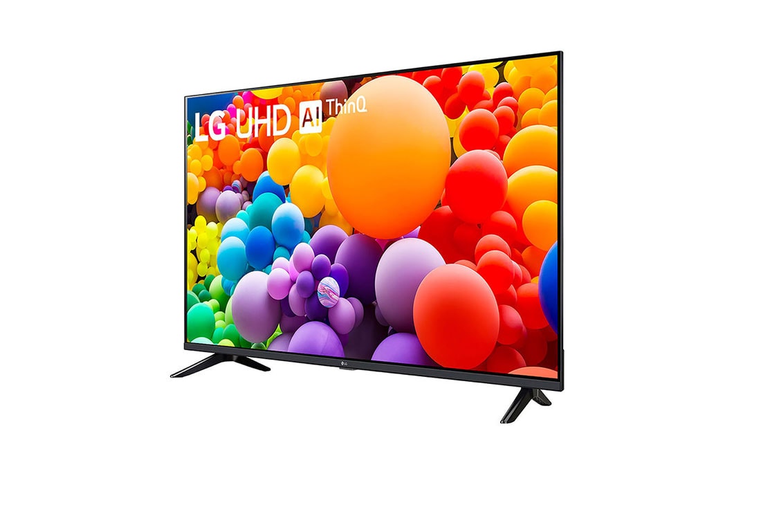 LG 43 pulgadas LG UHD AI UA73 AI 4K Smart TV 2025, Slightly-angled left-facing side view of LG UHD TV, UT73, 43UA7300PSB, thumbnail 2