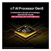 LG Pantalla 65 pulgadas LG UHD AI UA73 4K Smart TV 2025, El procesador alpha 7 AI Gen8 se ilumina en color amarillo y de él salen rayos de luz de colores. El título habla sobre cómo el procesador ofrece una calidad 4K, con color y brillo sorprendentes., 65UA7300PSB, thumbnail 5