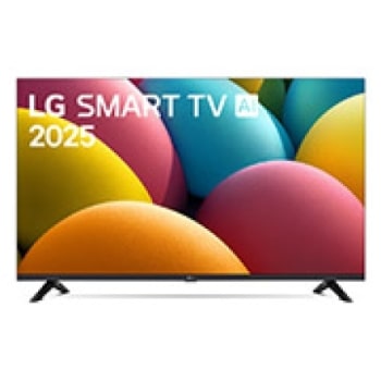 Front view of LG HD TV, LR60 with text of LG SMART TV AI and 2024 on screen with 2-pole stand1