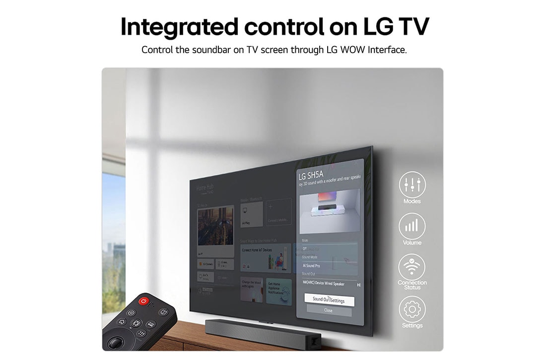 LG Barra de sonido LG SH5WC con 600watts de potencia 4.1 canales y Dolby Atmos, front view, SH5WC, thumbnail 3