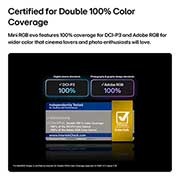 LG 75'' LG Mini RGB evo AI MRGB85 4K Smart TV 2026, LG Mini RGB evo AI MRGB85, con RGB Primary Color Pro, ofrece una cobertura de color del 100 % de DCI-P3 y Adobe RGB, certificado por Intertek., 75MRGB85BSC, thumbnail 3