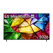 LG 86'' LG Mini RGB evo AI MRGB85 4K Smart TV 2026, La vista frontal de LG Mini RGB evo AI MRGB85, lanzada en 2026, muestra una imagen cristalina de facetas multicolores claramente definidas, con una pantalla de 75 pulgadas, webOS, RGB Primary Color Pr, 86MRGB85BSC, thumbnail 1