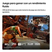 LG 65'' LG QNED AI QNED70 Mini LED 4K Smart TV 2026, LG QNED AI QNED70 Mini LED for Ultimate Gameplay shows a fast-paced action game scene with a comparison inset highlighting smoother motion, while supporting up to 60Hz, VRR, ALLM, HGiG, and GeForce NO, 65QNED70BSA, thumbnail 11