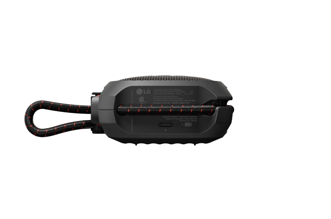 LG xboom Rock por will.i.am | Bocina Bluetooth con una durabilidad extrema para exteriores, Vista inferior , ROCK, thumbnail 3