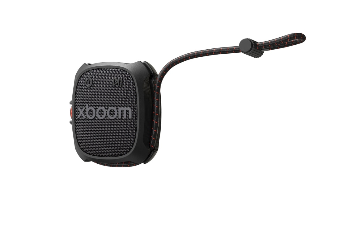 LG xboom Rock por will.i.am | Bocina Bluetooth con una durabilidad extrema para exteriores, vista frontal con la cuerda estirada, ROCK, thumbnail 10
