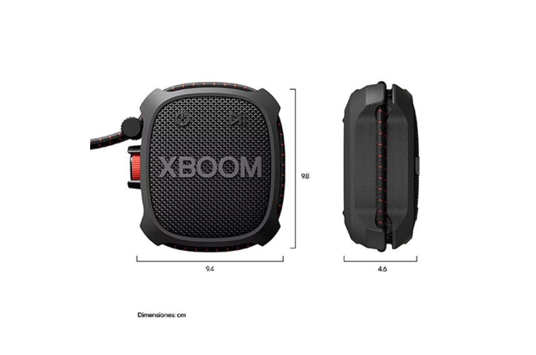 LG xboom Rock por will.i.am | Bocina portátil Bluetooth - negro, vista en ángulo bajo desde la izquierda, ROCK, thumbnail 7