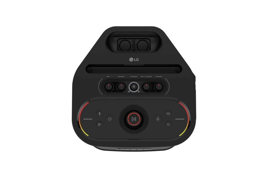 LG xboom Stage501 de will.i.am | Altavoz portátil para fiestas con sonido potente y AI Karaoke Master, top view with lighting-on, STAGE501, thumbnail 6