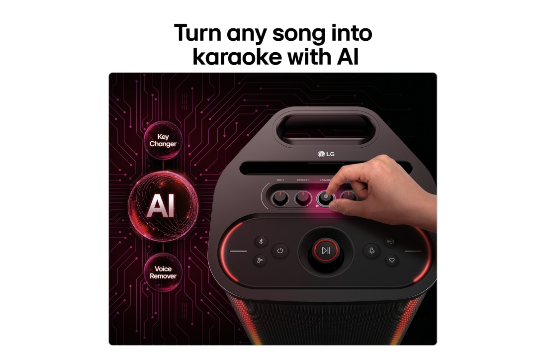 LG xboom Stage501 de will.i.am | Altavoz portátil para fiestas con sonido potente y AI Karaoke Master, USP card: Turn any song into karaoke with AI, STAGE501, thumbnail 13
