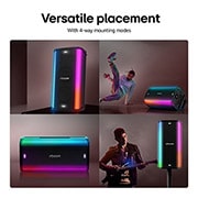 LG xboom Stage501 de will.i.am | Altavoz portátil para fiestas con sonido potente y AI Karaoke Master, USP card: Versatile placement, STAGE501, thumbnail 14