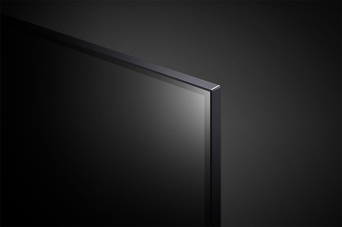 LG Pantalla LG QNED miniLED 86'' QNED85 4K SMART TV con ThinQ AI, vista de primer plano de los bisel, 86QNED85SRA, thumbnail 6
