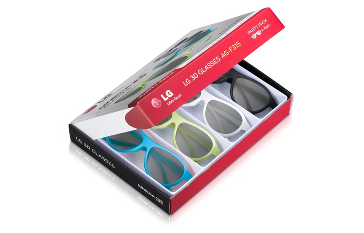 LG Party Pack mit 3D Polfilterbrillen, 4x 3D Brillen in verschiedenen Farben, passend zu allen CINEMA 3D TV Modellen, AG-F315