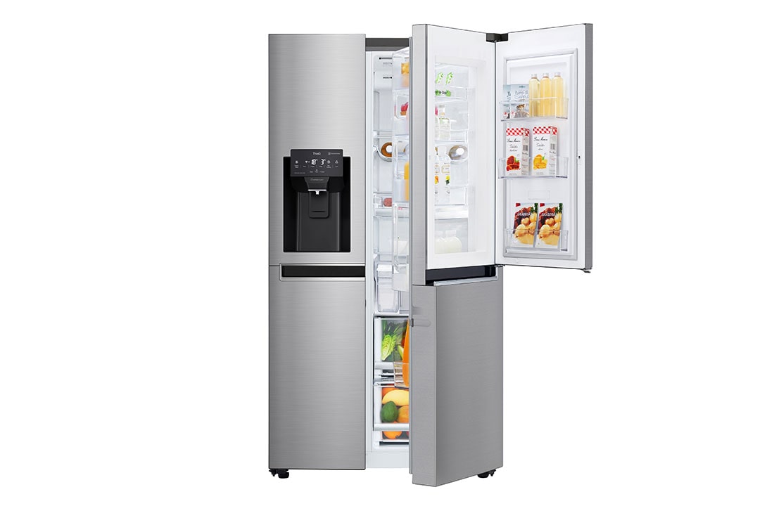 LG Side-by-Side avec Door-in-Door® | Distributeurs de glace, glace pilée et eau | Capacité de 625 litres | Classe d'efficacité énergétique E | réservoir d'eau | Acier | GSJ761PZEE, GSJ761PZEE, GSJ761PZEE