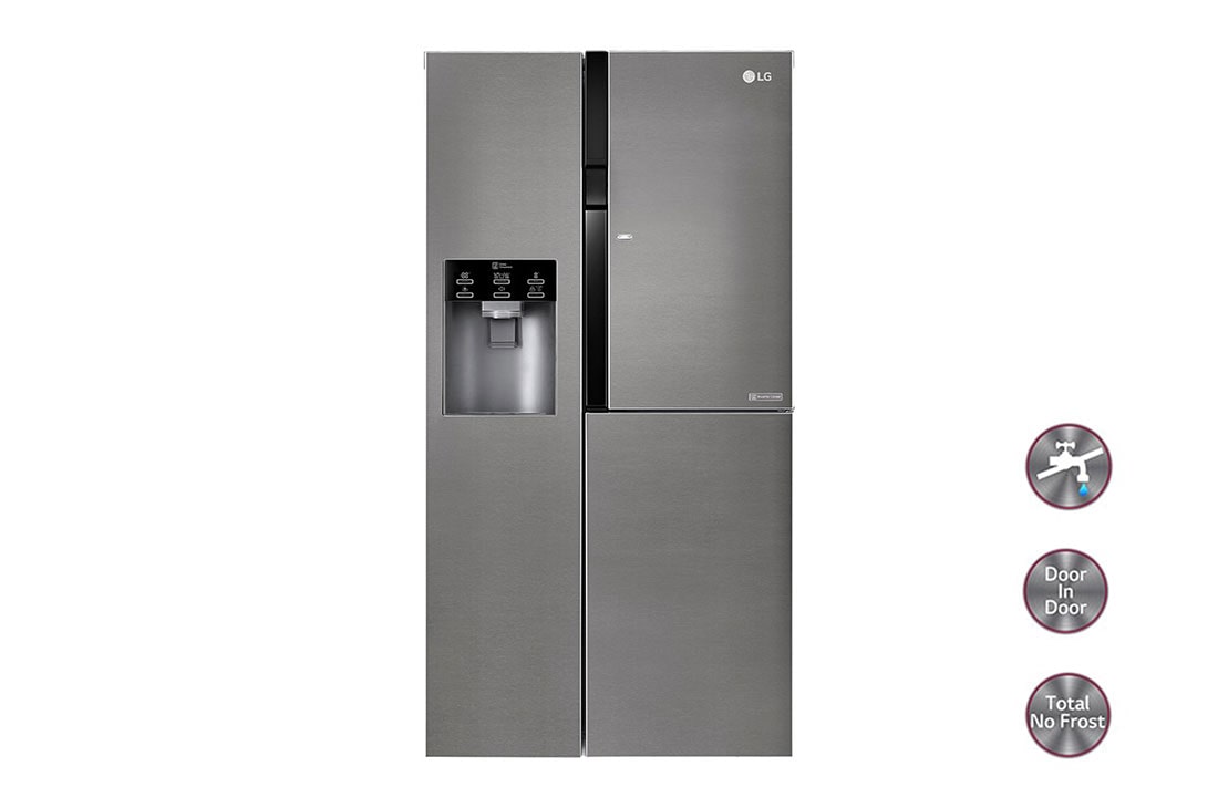 LG Réfrigérateur Américain | 591L | Compresseur linéaire | Total No Frost | Eau'tonome | Moist Balance Crisper | Door in Door® | F, GSJ361DIDV, GSJ361DIDV