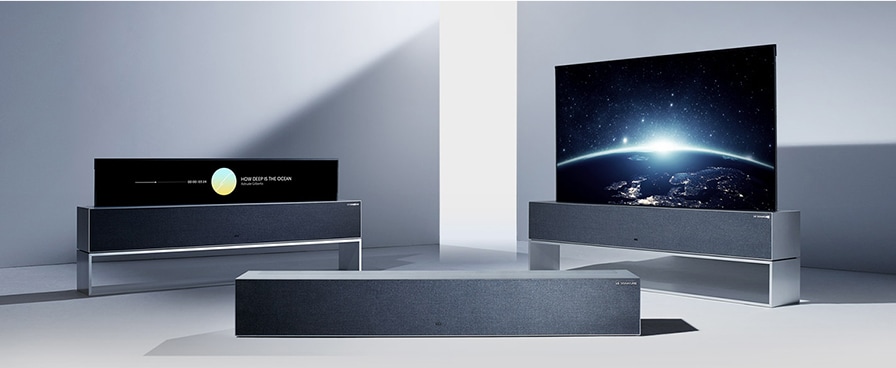 Télévisions OLED R en mode Plein écran, Affichage en ligne et Zero view.