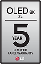 Logo de garantie de 5 ans sur le panneau du téléviseur LG OLED Z2