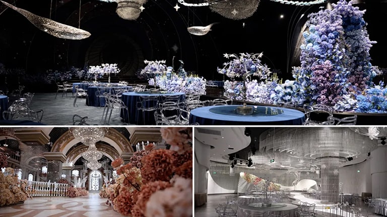 作为品牌在珠三角的重要落子，花开嫁日佛山店以五层主题宴会厅，温柔承载着每一场人生中至关重要的庆典。这里，始终以超越行业的标准，不断探索创新，力求为每对新人打造毕生难忘的婚礼现场。