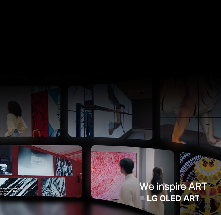 展现着不同艺术作品的 LG TV。