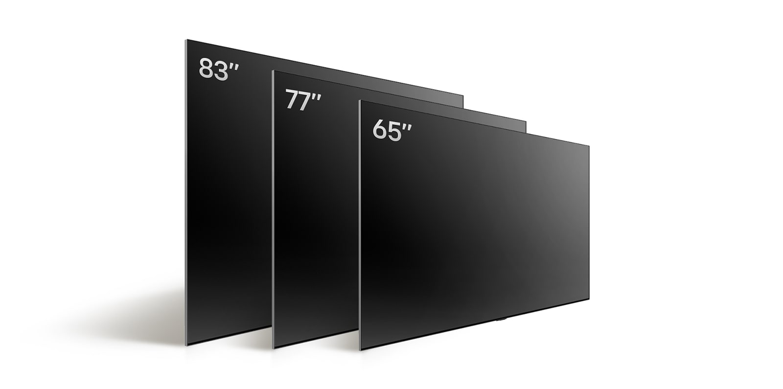 对比不同尺寸的 LG OLED TV, OLED B4，显示OLED B4 65寸、OLED B4 77寸 和 OLED B4 83寸。