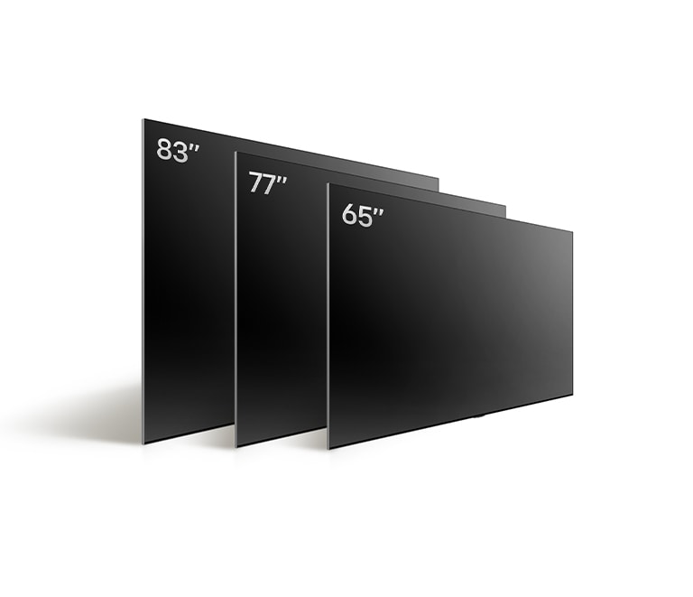 对比不同尺寸的 LG OLED TV, OLED B4，显示OLED B4 65寸、OLED B4 77寸 和 OLED B4 83寸。