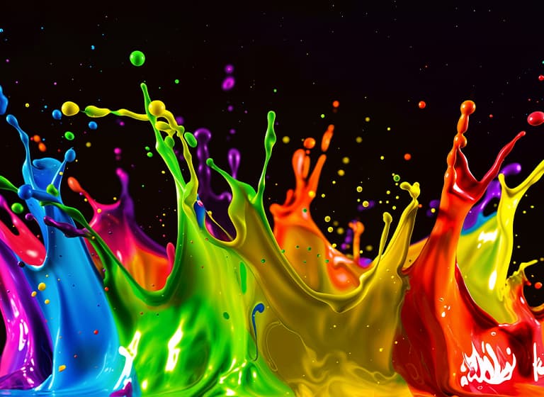 配备 Dynamic QNED Color Pro 的 LG QNED evo AI QNED82 Mini LED 屏幕上呈现了生动流畅的多彩、如颜料般的动态效果，过渡自然顺滑，色彩范围超出普通量子点显示屏。