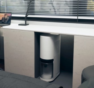 LG除湿机很容易存放在桌子下面