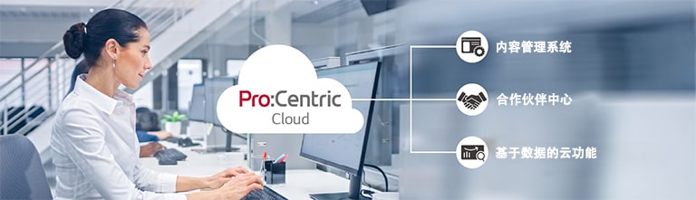 这位女士正在通过 Pro:Centric Cloud 工作。