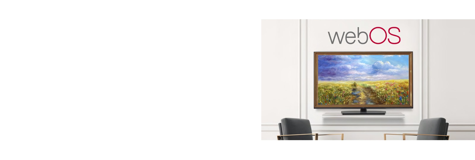 一台电视正在放映基于 webOS 的画廊模式的艺术作品。