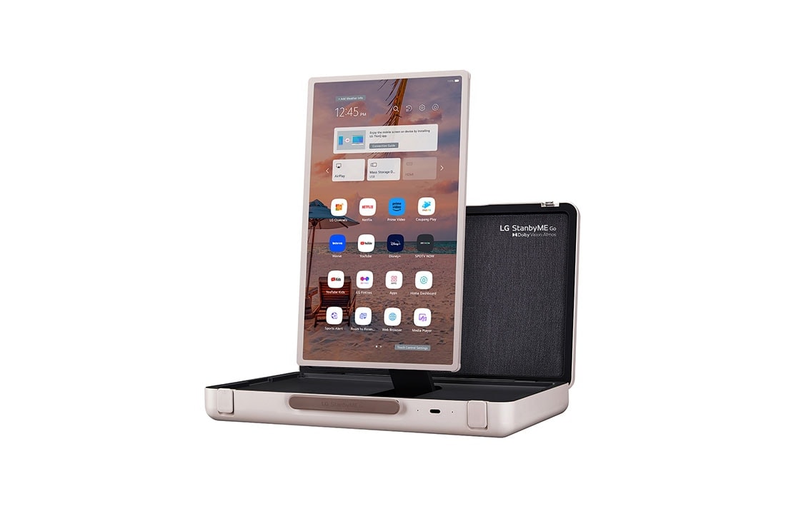 LG StanbyME Go, 48 degree side view of vertical mode, 27LX5QKNA, thumbnail 2