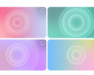 显示用户正在进行 AI Sound Wizard 个性化流程的屏幕画面。不同声音片段图标的网格排列。其中一个选项突出显示，仿佛用户已经做出了选择。显示用户正在进行 AI Sound Wizard 个性化流程的屏幕画面。正在选择一系列音效剪辑图标。画面显示了爵士乐歌手和萨克斯管演奏者，代表个性化声音的声波在视觉上呈现动画效果。