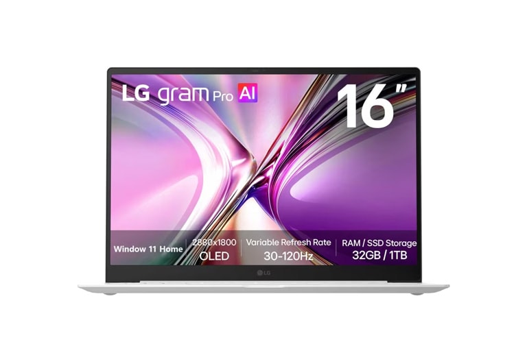 具有 Copilot+ Bloom 壁纸的笔记本电脑正视图