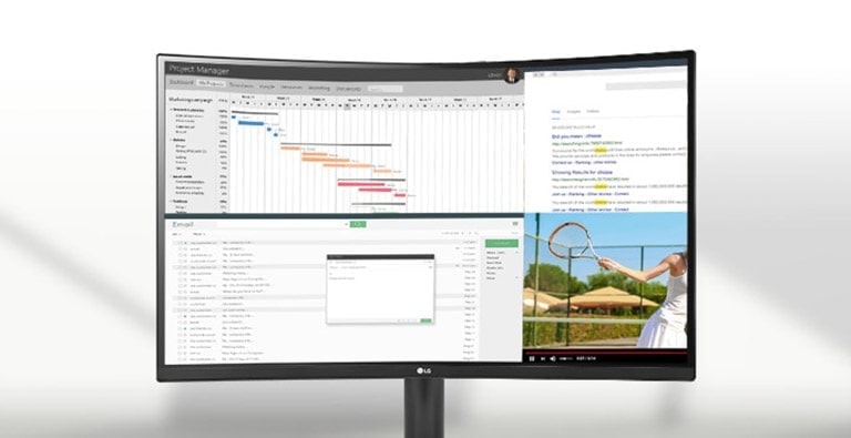 The animation shows that more content can be displayed on a screen at once, thanks to 21:9 aspect ratio display.	