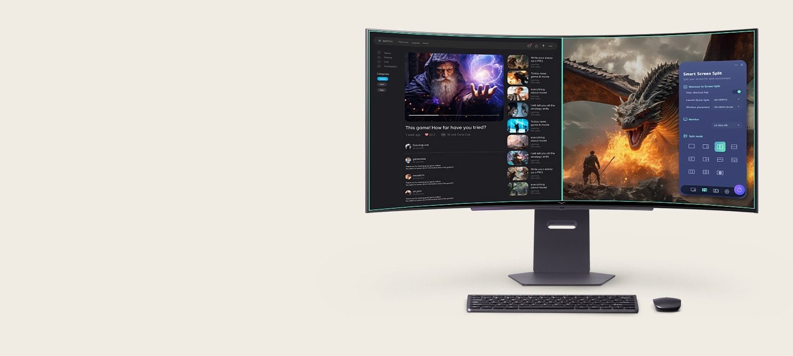 This animated video shows how the LG Switch app optimizes the monitor for both gaming and everyday life.