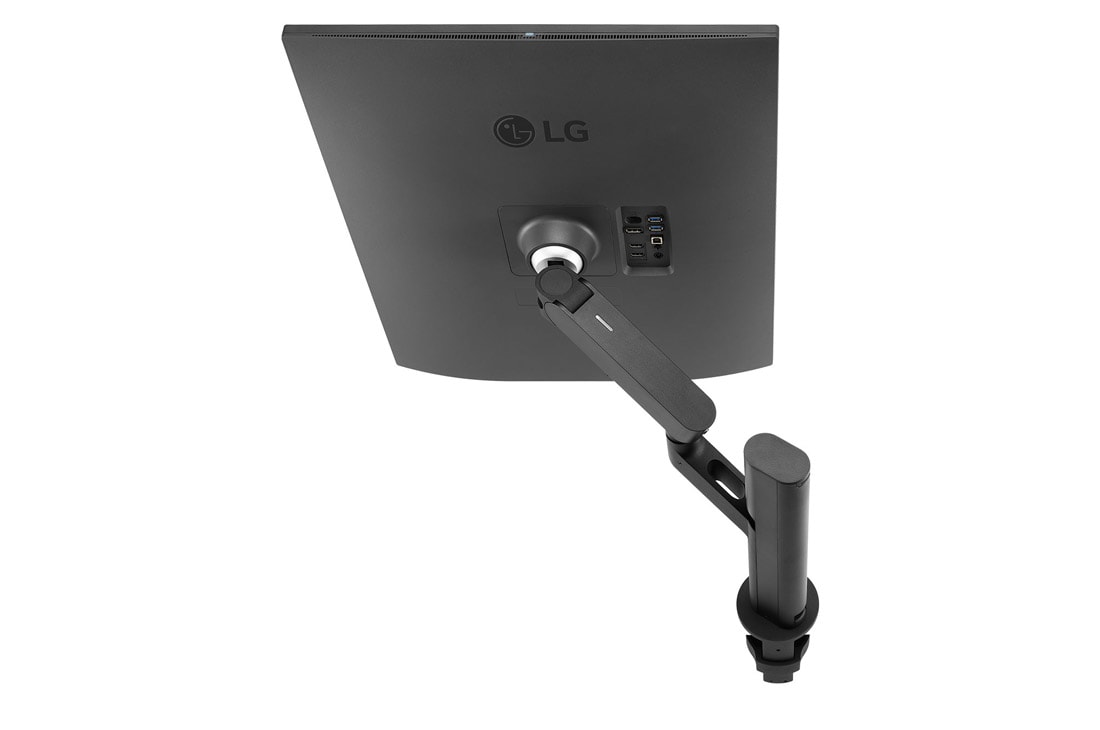 LG 27.6英寸16:18 DualUp显示器，配备Ergo支架及Type-C™接口, モニターアームが右に伸ばされた状態の背側面画像, 28MQ780-B, thumbnail 14