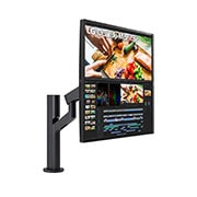 LG 27.6英寸16:18 DualUp显示器，配备Ergo支架及Type-C™接口, ディスプレイが 90°軸回転した全体画像, 28MQ780-B, thumbnail 4