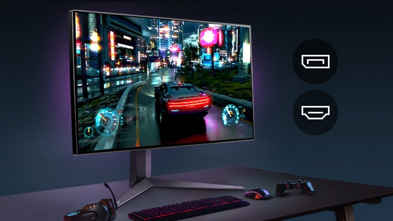 The monitor displays high-quality moving images, keeping 144Hz by DP, HDMI connection.