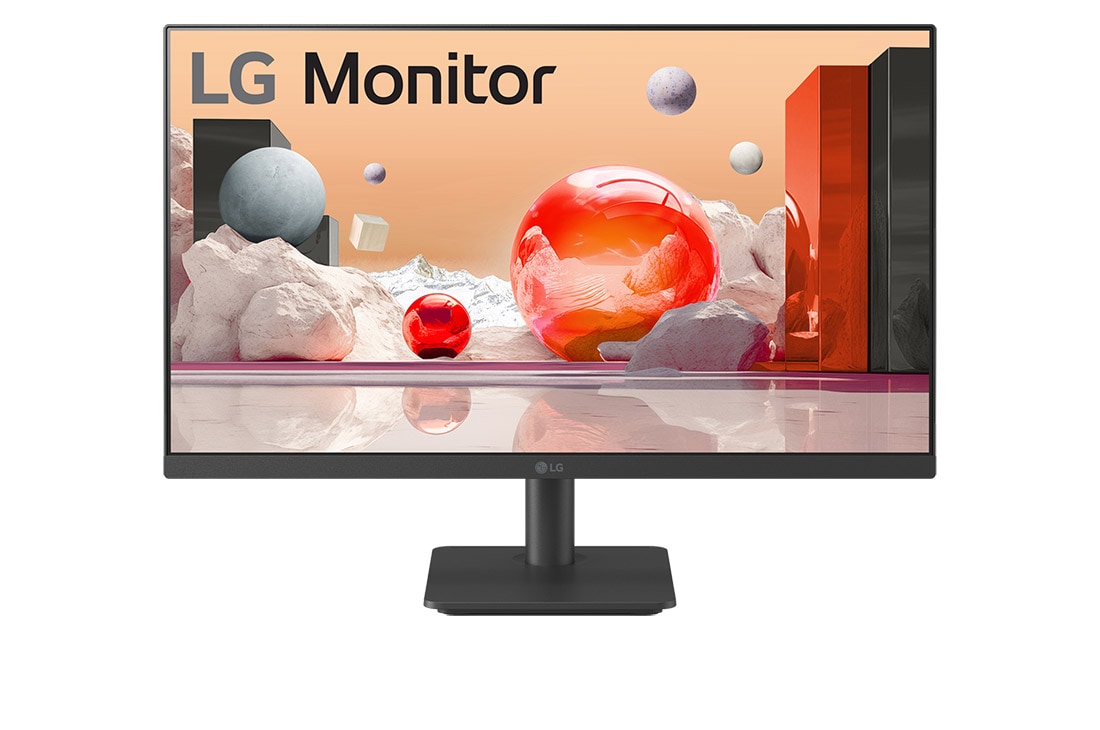LG 24.5” IPS 全高清显示器 / 100Hz刷新率/ 3边窄边框设计/ 阅读模式/ 低闪屏 / OnScreen Control / 5ms (GtG) 响应时间, front view, 25MS500-B