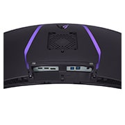 LG 33.9英寸 UltraGear™ OLED 新款 800R曲面屏电竞显示器 | 21:9 Ultra-WQHD 240Hz, 0.03ms (GtG), DisplayHDR True Black 400, close-up view of ports with lights on, 34GS95QE-B, thumbnail 12