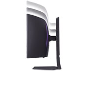 LG 33.9英寸 UltraGear™ OLED 新款 800R曲面屏电竞显示器 | 21:9 Ultra-WQHD 240Hz, 0.03ms (GtG), DisplayHDR True Black 400, side view with monitor height moving downwards on with lights on, 34GS95QE-B, thumbnail 14
