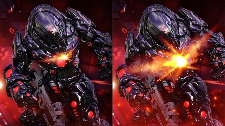 Comparison of Dynamic Action Sync - The left image does not support DAS, and the Right image does support DAS.	