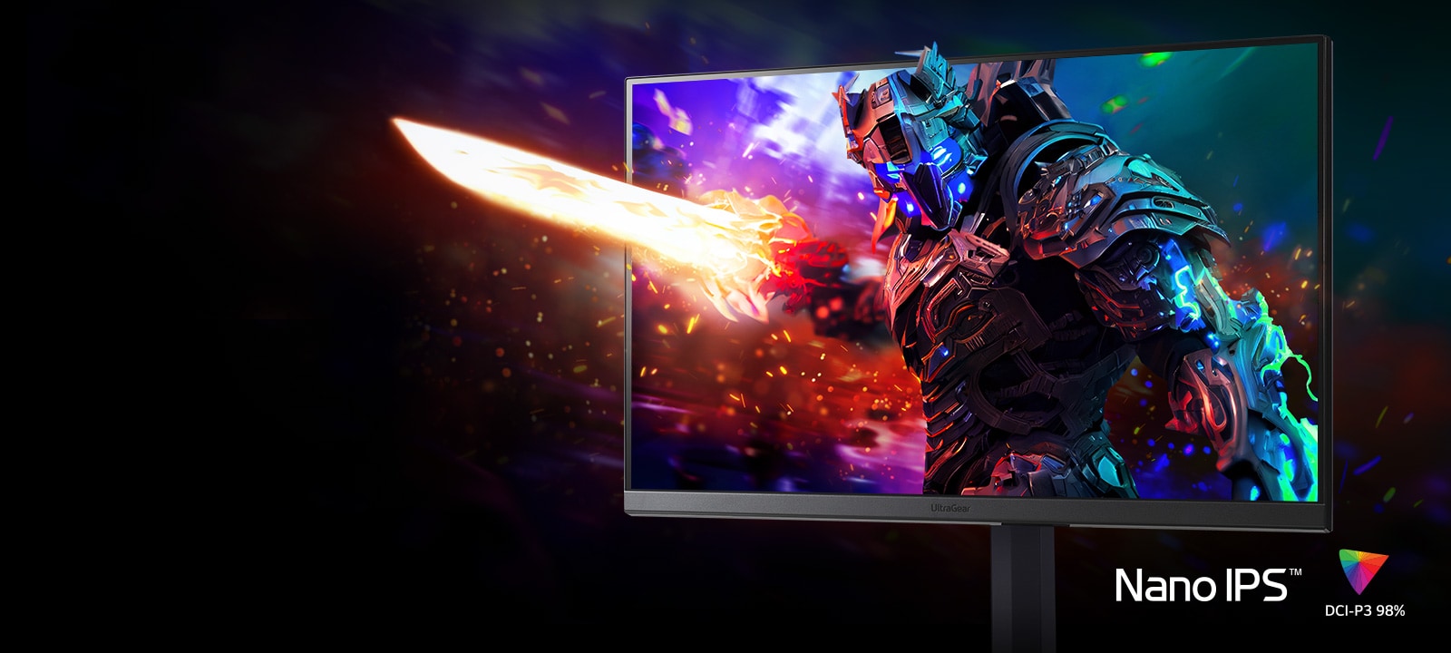 An image of a robot on a monitor with three-dimensional, dynamic colors.	